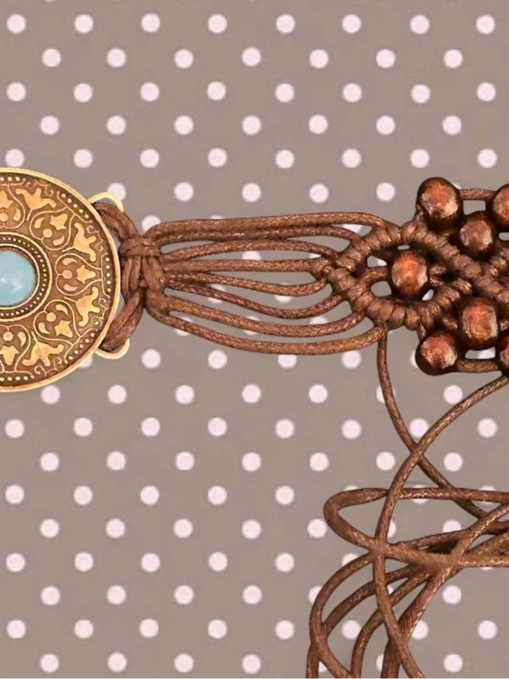 Turquoise Accent Brown Multi-Strand Boho Waist Belt